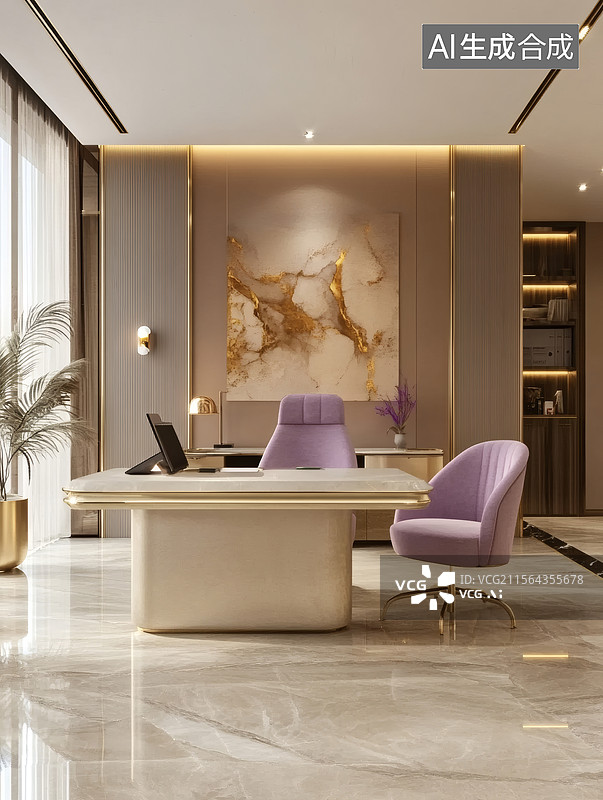 【AI数字艺术】现代豪华办公室内景图片素材