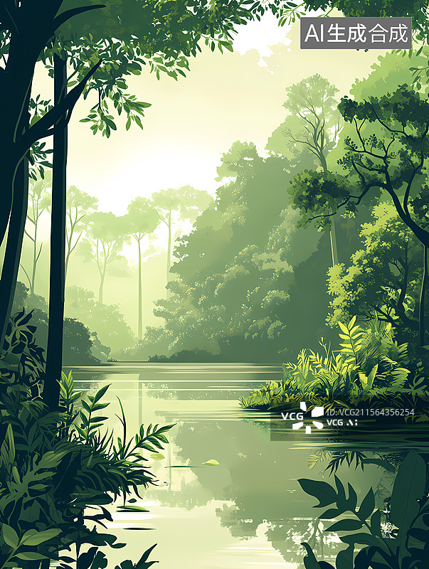 【AI数字艺术】朦胧森林小径图片素材