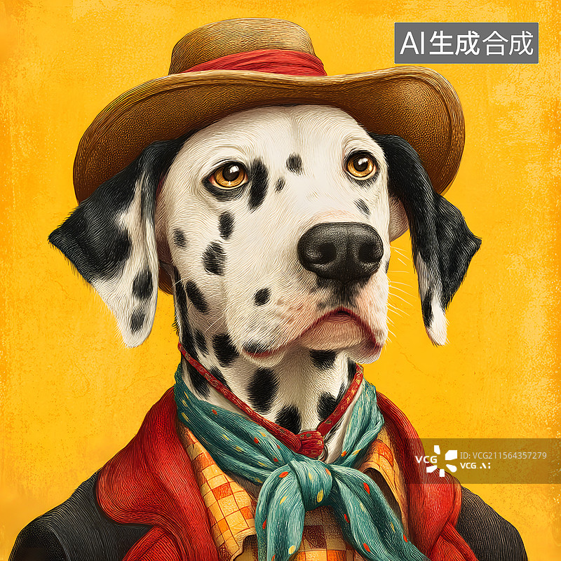 【AI数字艺术】狗 帽子 斑点狗图片素材