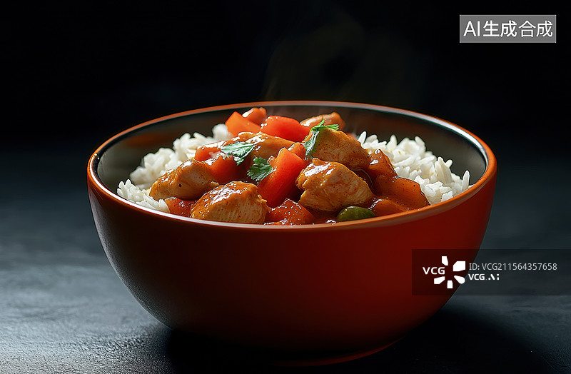 【AI数字艺术】咖喱鸡肉饭的美味呈现图片素材