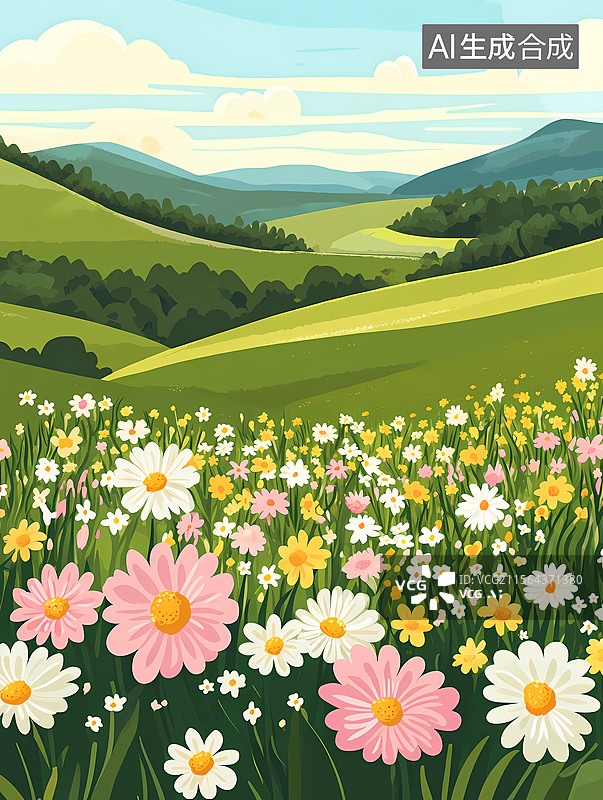 【AI数字艺术】美丽的春田风景图片素材