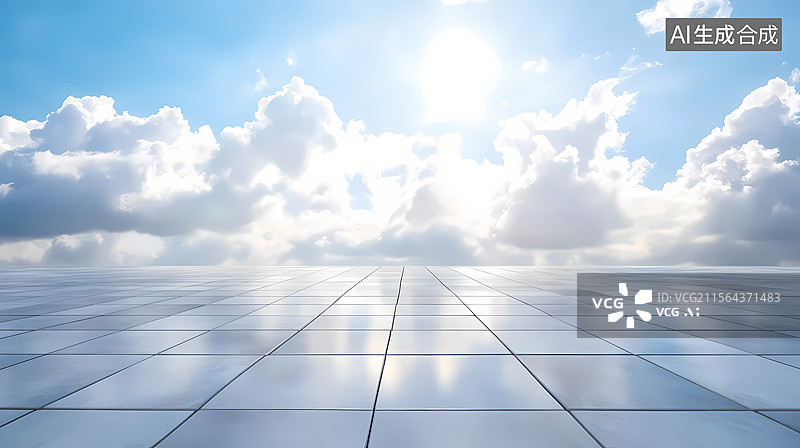 【AI数字艺术】广阔天空下的洁净广场图片素材