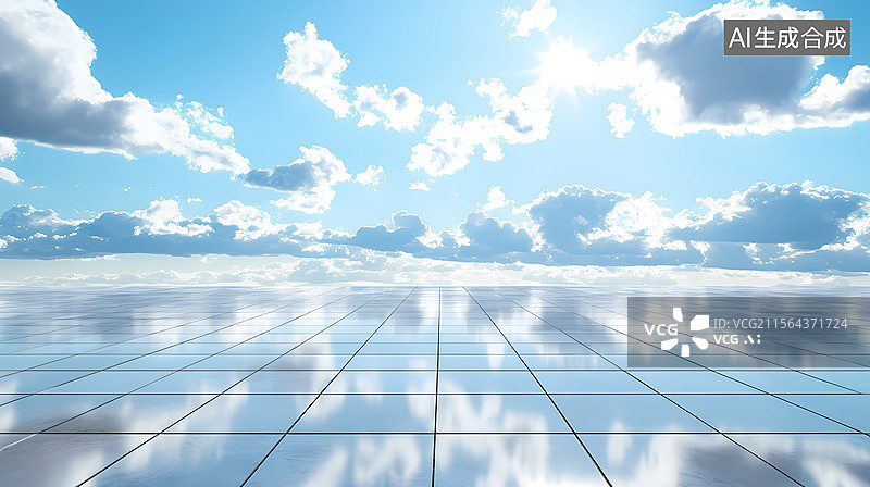 【AI数字艺术】广阔天空下的洁净广场图片素材