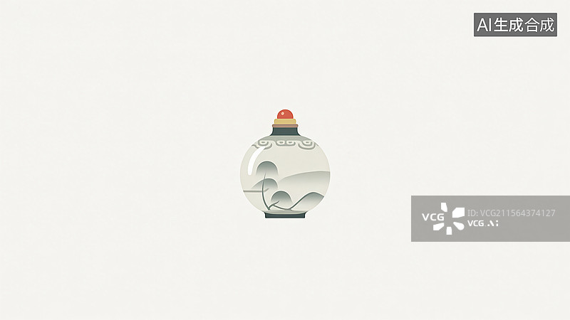 【AI数字艺术】鼻烟壶-新中式天津民间传统手工艺扁平风插画图片素材