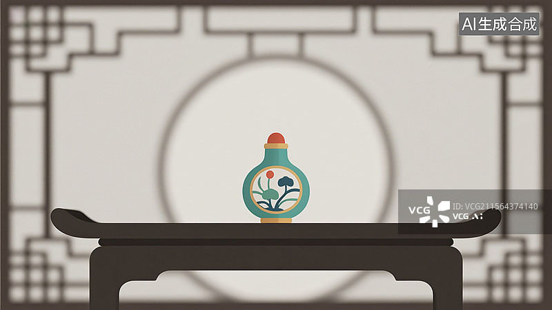 【AI数字艺术】鼻烟壶-新中式天津民间传统手工艺扁平风插画图片素材