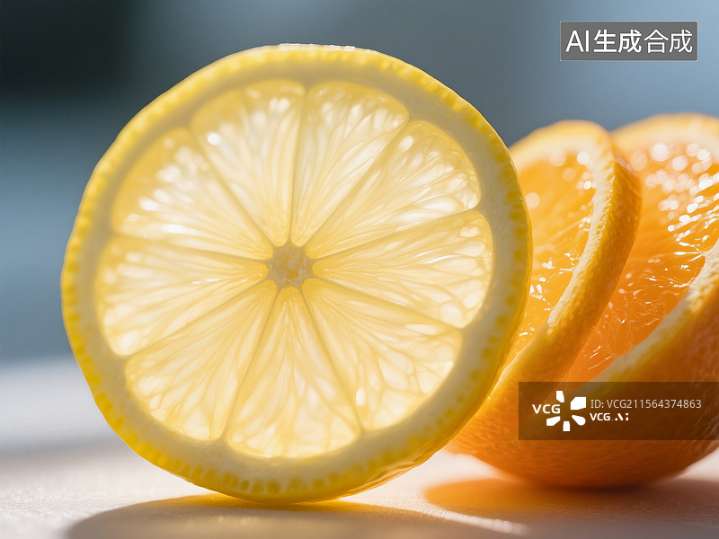【AI数字艺术】柠檬和桔子瓣特写图片素材