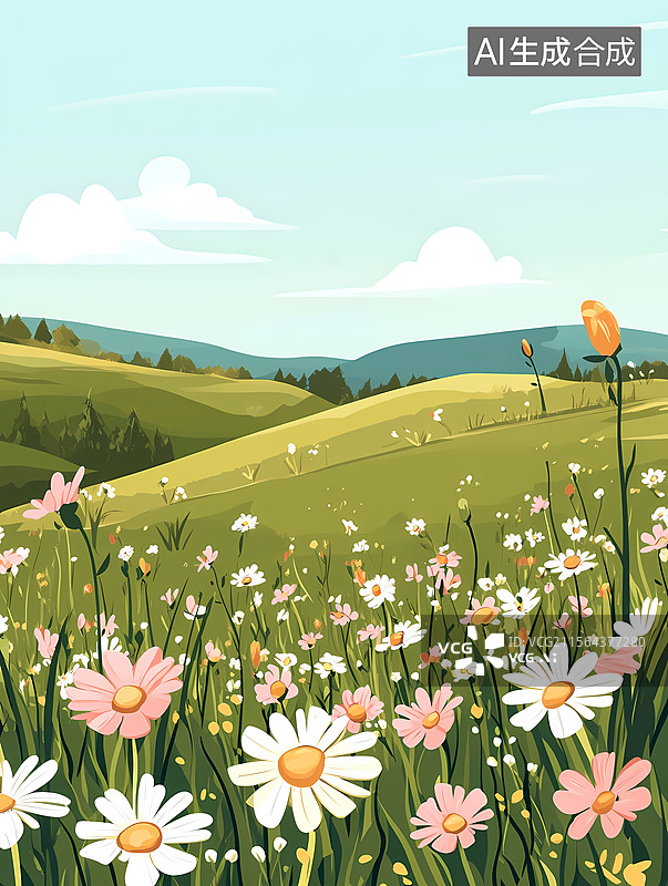 【AI数字艺术】美丽的春田风景图片素材