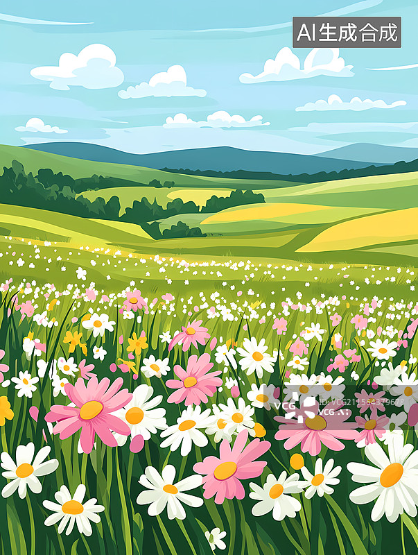 【AI数字艺术】美丽的春田风景图片素材