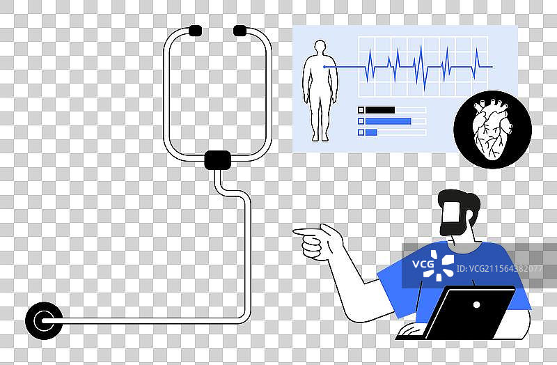 医疗专业人员正在分析患者的心脏数据图片素材