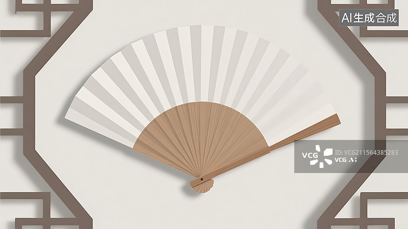 【AI数字艺术】檀香扇折扇中式传统国风插画图片素材