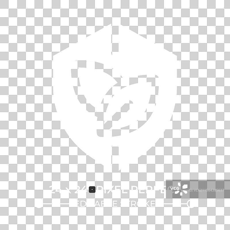 黑色背景上的盾形图标，带有叶子元素图片素材