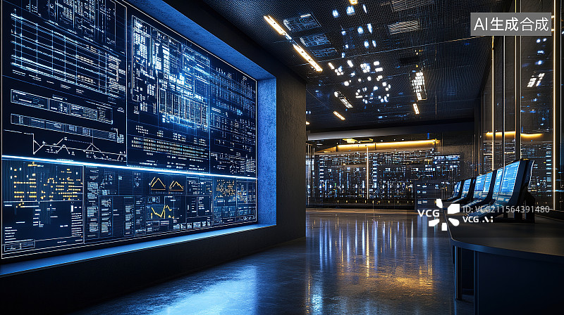 【AI数字艺术】生产监控调度室内智能中控大屏监控生产线状态图片素材