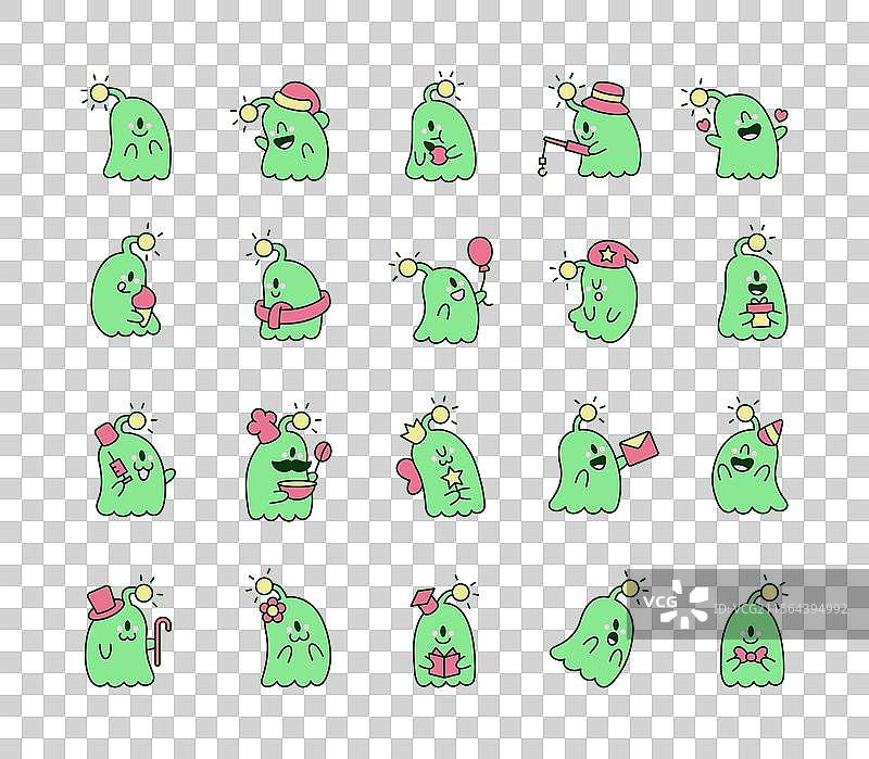 一组可爱的怪物卡通角色在表达情感图片素材