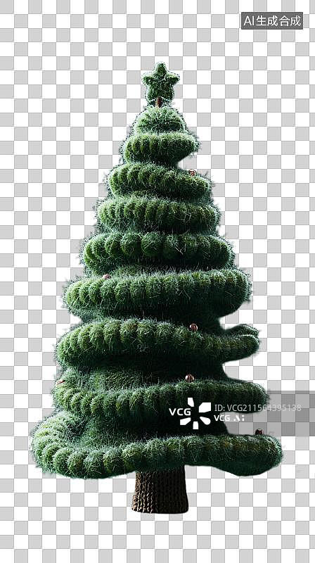 【AI数字艺术】毛毡圣诞树的温馨 绿意盎然挂满彩蛋和礼物的迷你圣诞树图片素材