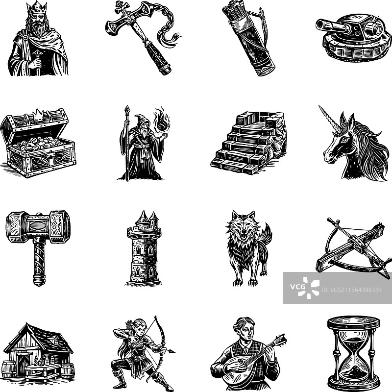 复古中世纪艺术作品集图片素材