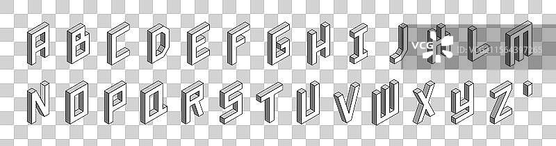 带撇号的灰色三维等距字母图片素材