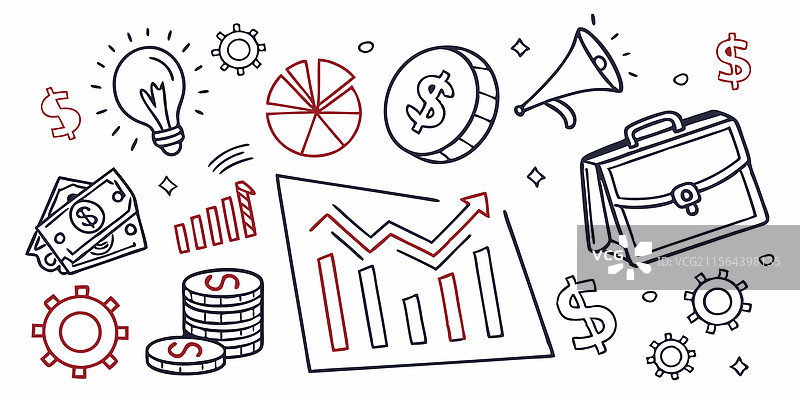 引人入胜的金融符号和商业涂鸦图片素材