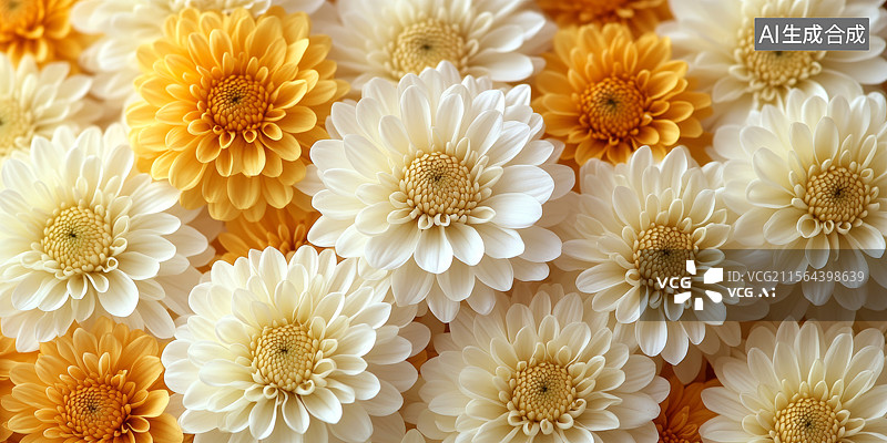 【AI数字艺术】橙白菊花簇拥尽显绚烂图片素材