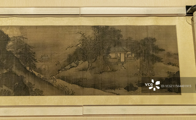 上海博物馆“绘画馆”：元 张远 潇湘八景图卷【张远，字梅岩，华亭（今上海松江）人。善山水、人物】图片素材