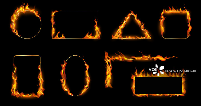 带有燃烧火焰的框架和边框图片素材