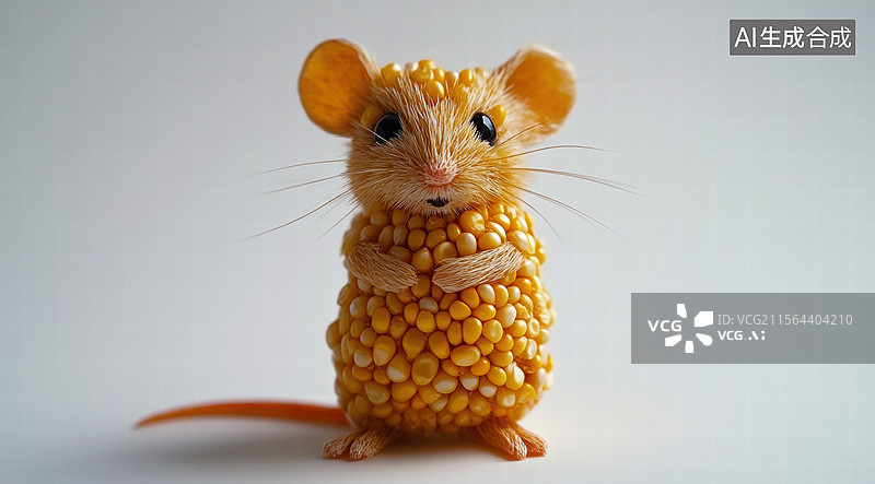 【AI数字艺术】小鼠抱着玉米粒图片素材