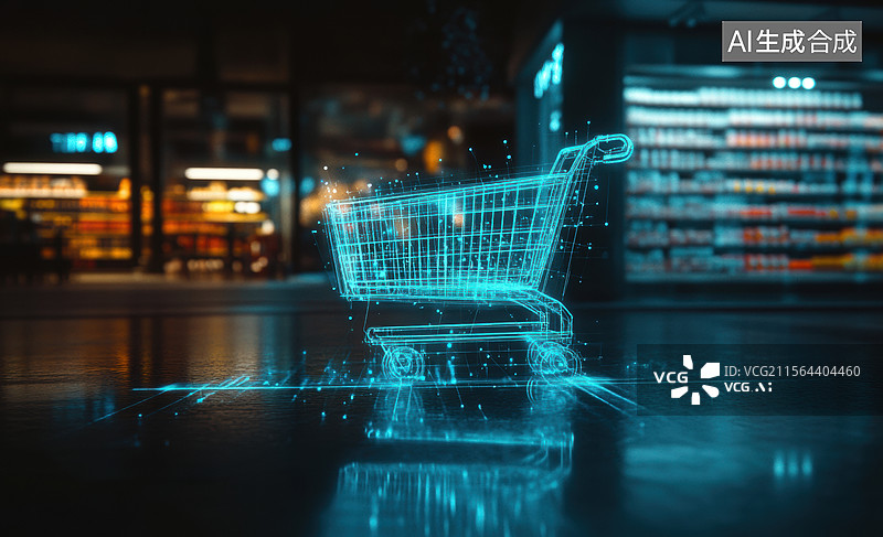 【AI数字艺术】未来科技购物场景图片素材
