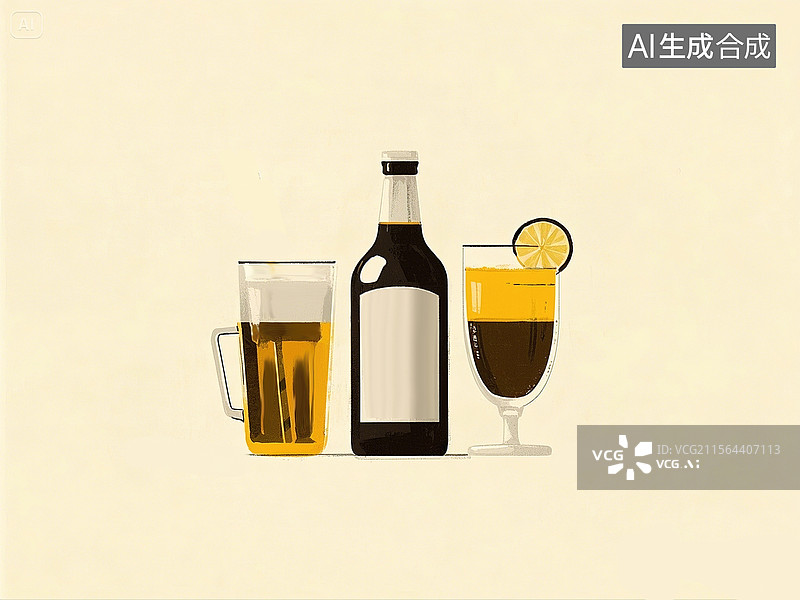 【AI数字艺术】矢量插图风格的酒吧平面设计画面图片素材