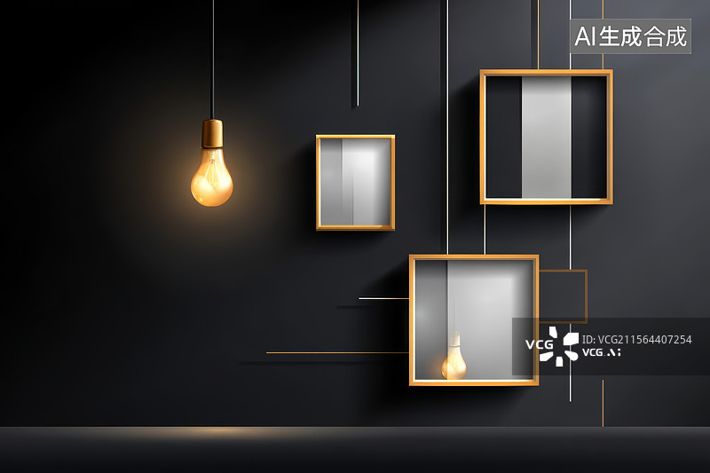 【AI数字艺术】现代简约风格悬挂灯具装饰组合图片素材