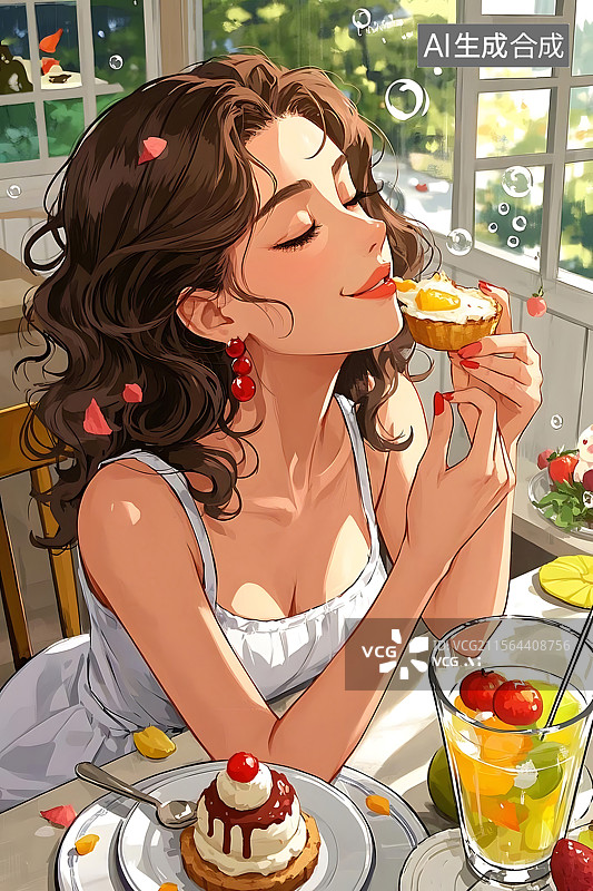 【AI数字艺术】阳光午后甜点时光图片素材
