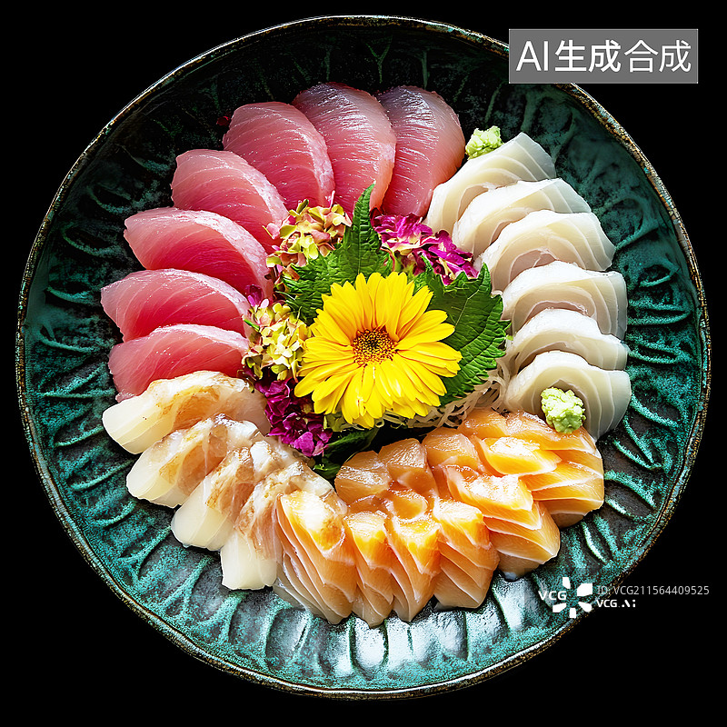 【AI数字艺术】AIGC：生鱼片刺身拼盘图片素材