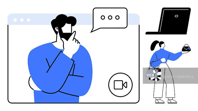 虚拟购物咨询客户与图片素材