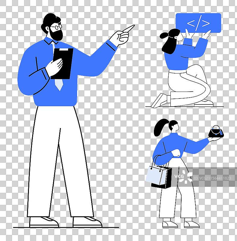 商业团队协作，领导者进行监督图片素材