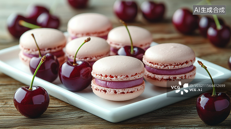 【AI数字艺术】马卡龙法式小圆饼图片素材