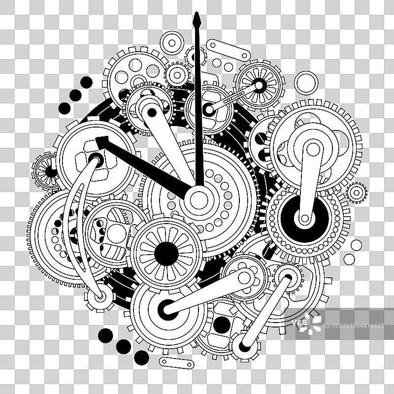 一个复杂的钟表机械设计，具有图片素材