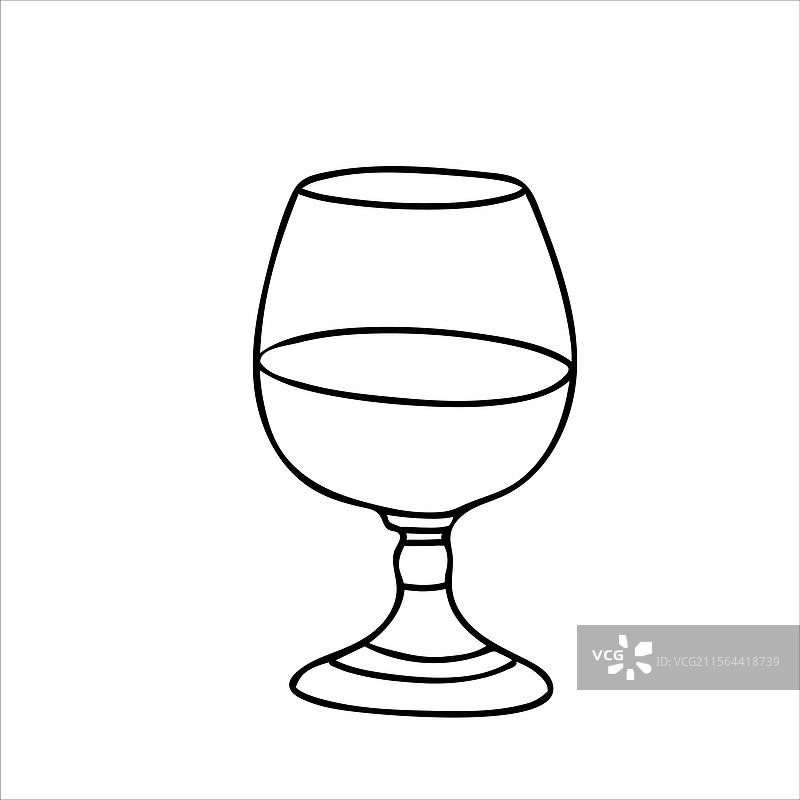 手绘的白兰地或干邑酒杯图片素材