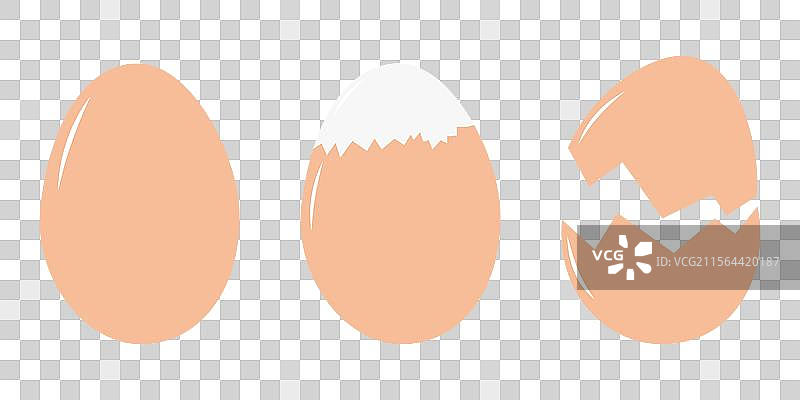 整个鸡蛋和部分剥皮的煮鸡蛋图片素材
