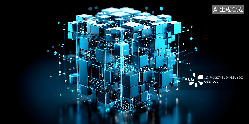 【AI数字艺术】立方水晶图片素材