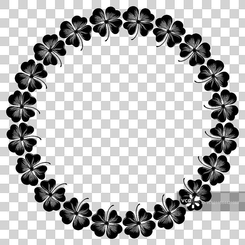 复古风格的四叶草圆形设计图片素材