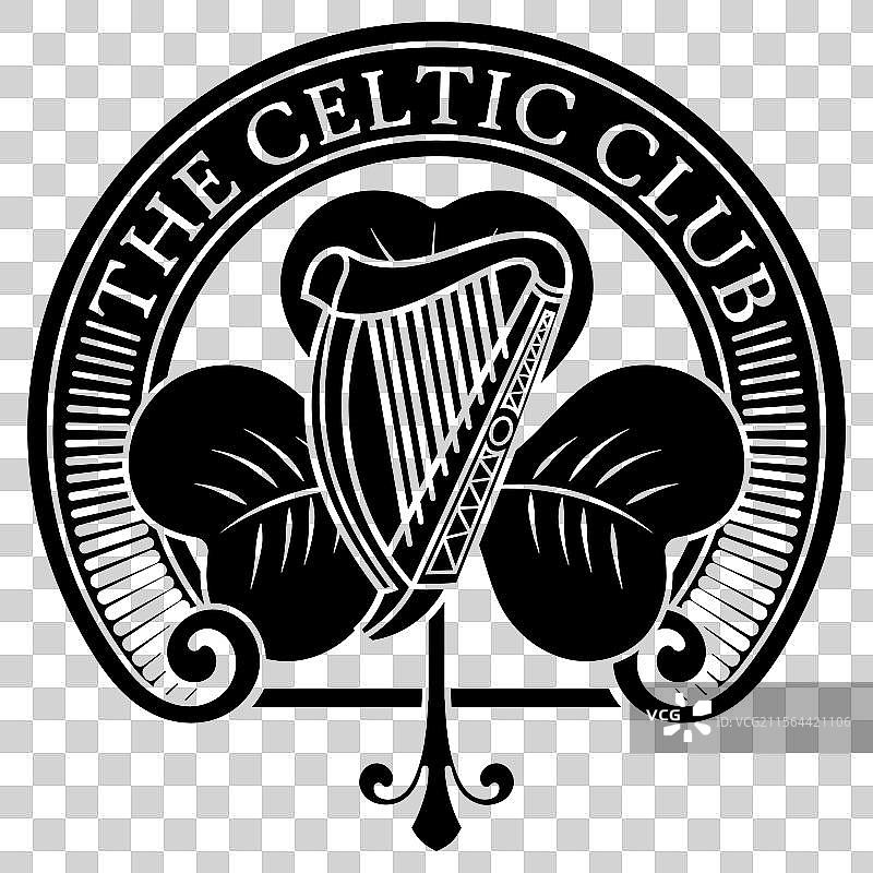 爱尔兰圆形设计与竖琴乐器图片素材