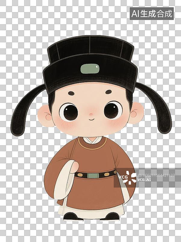 【AI数字艺术】汉代Q版七品芝麻官插画图片素材