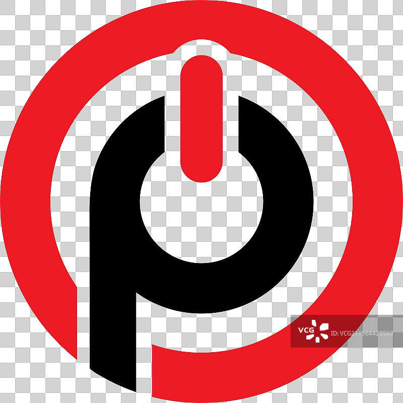 电源按钮标志设计字母P图片素材