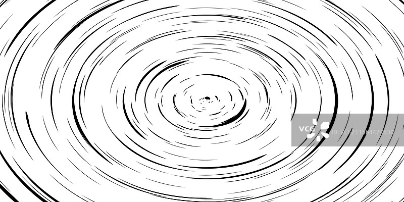 白色背景上的同心线条，呈现漫画风格的旋转效果图片素材