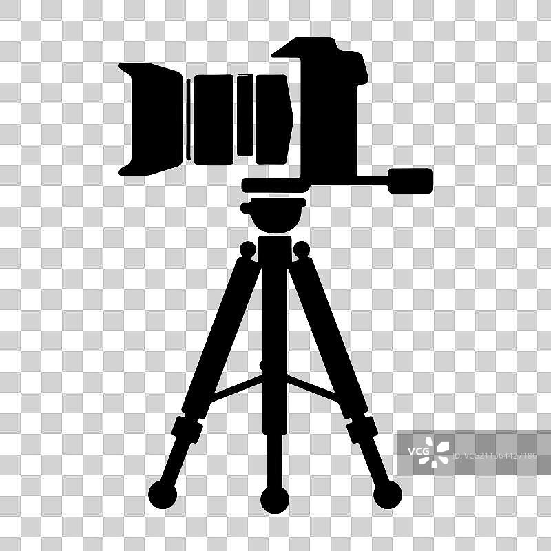 三脚架上的单反相机剪影图标图片素材