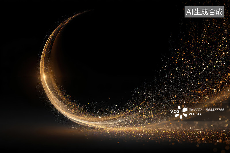 【AI数字艺术】黑金粒子旋涡抽象光效背景图片素材