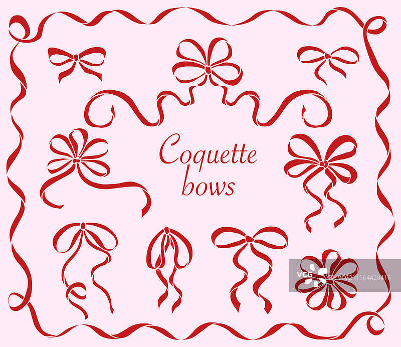 可爱的红色小巧蝴蝶结在粉色背景上独立展示图片素材