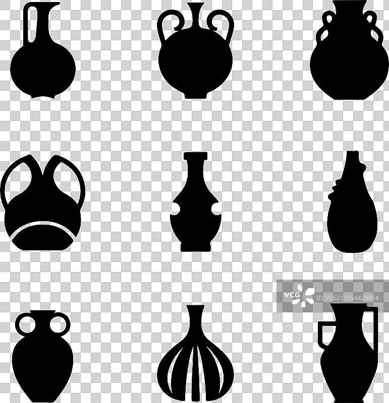 花瓶图标集剪影设计图片素材