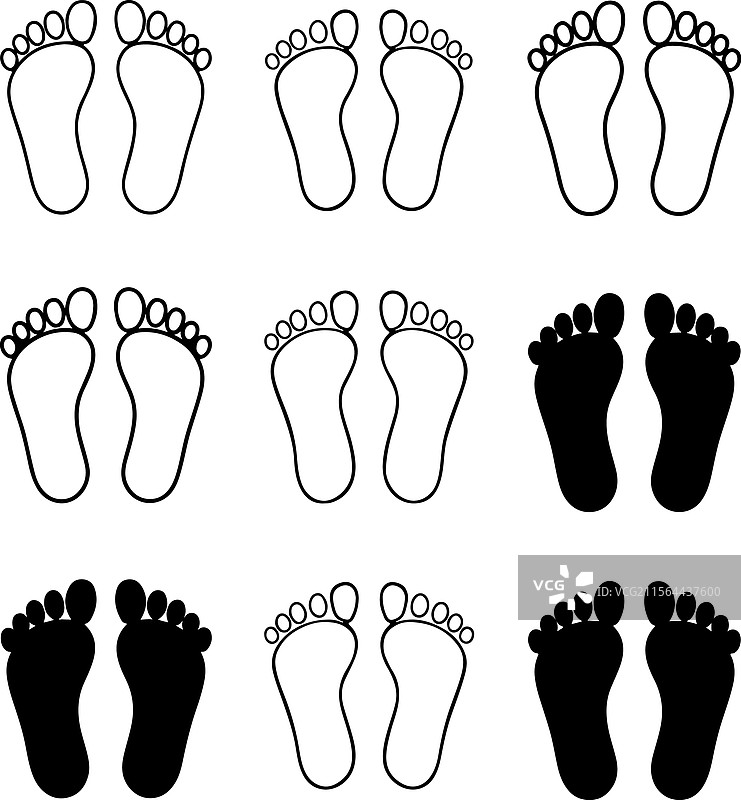 人脚腿靴子足迹图标集图片素材