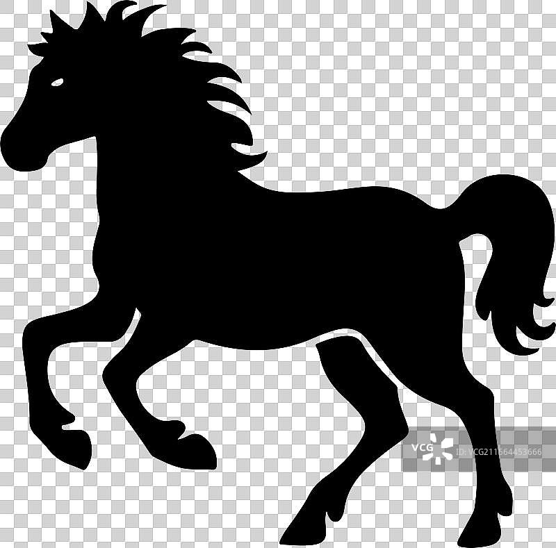 站立的阿拉伯马轮廓 黑色马图标图片素材