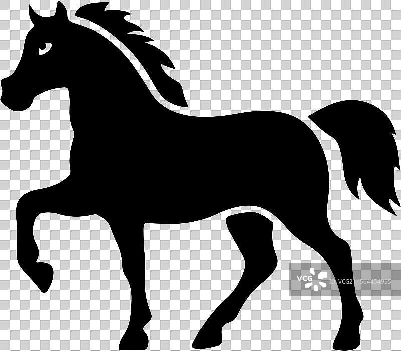 阿拉伯马轮廓站立黑色图标图片素材