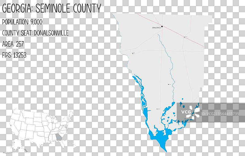 塞米诺尔县的大型详细地图图片素材